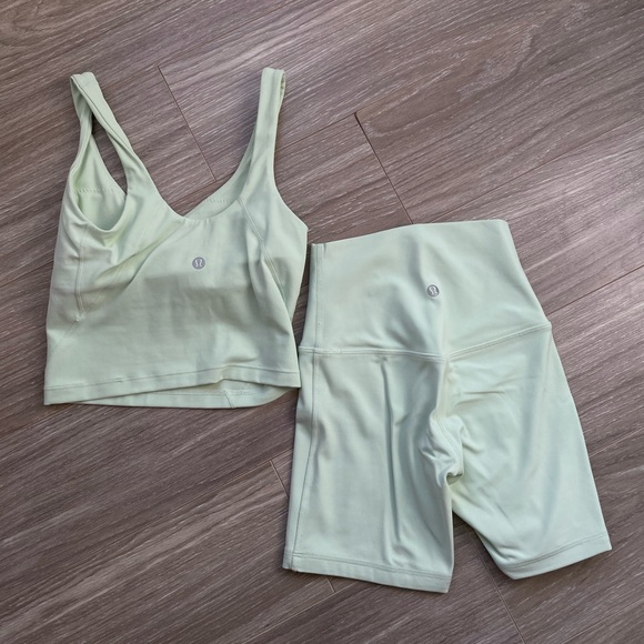 Lululemon Align Tank and Align Biker Shorts Set Sz 0 EUC like new Green Mint - Picture 2 of 10